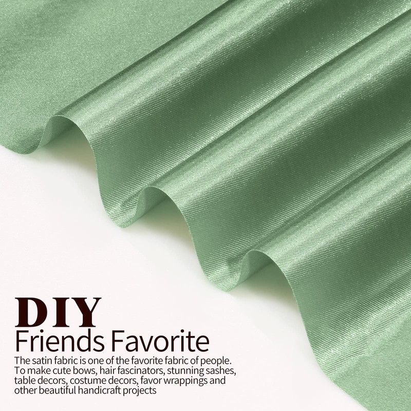 Horbaunal Sage Green Satin Fabric, 60" Wide, 2 Yards, Soft