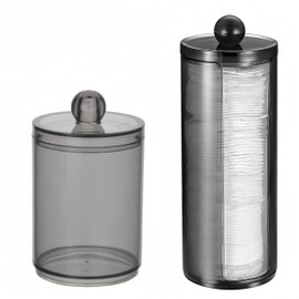 PUTOAHAO Pack of 2 Cotton Pad Dispenser, Cotton Bud Container, Cotton Pads Storage, Cotton Bud Box, Cotton Buds Storage Box, Cotton Bud Holder for Dressing Table, Bathroom, Bedroom (Black, B)