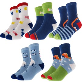 ALEXZV Kids Athletic Crew Socks Boys Girls Cotton Socks Boys' Running Socks for 3-12 Years Old 8-12 Pairs (US, Age, 5 Years, 8 Years, Big mouth Dragon)