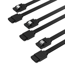 Paicreate 3 PCS SATA Cable III 6Gbps - High-Speed Data Transfer for HDD, SSD, CD Drives - Secure Latch, Backwards Compatible, 16 Inch, Black
