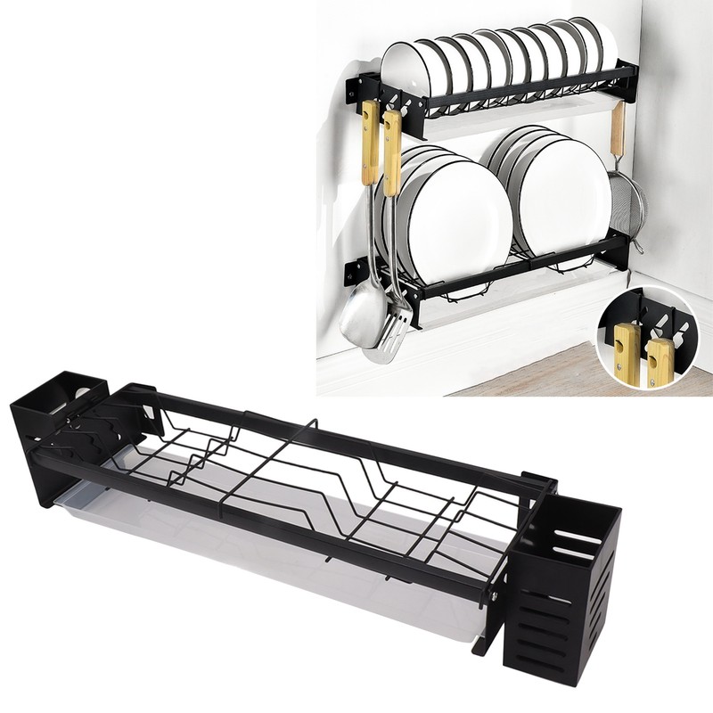 Kitchen Wall Mounted Tableware Holder Drain No Punching Drainage Flatware