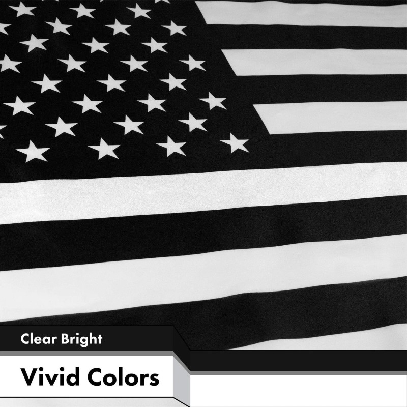 UD_USA Black and White Flag 3x5 Ft 2-Pack 150D Printed