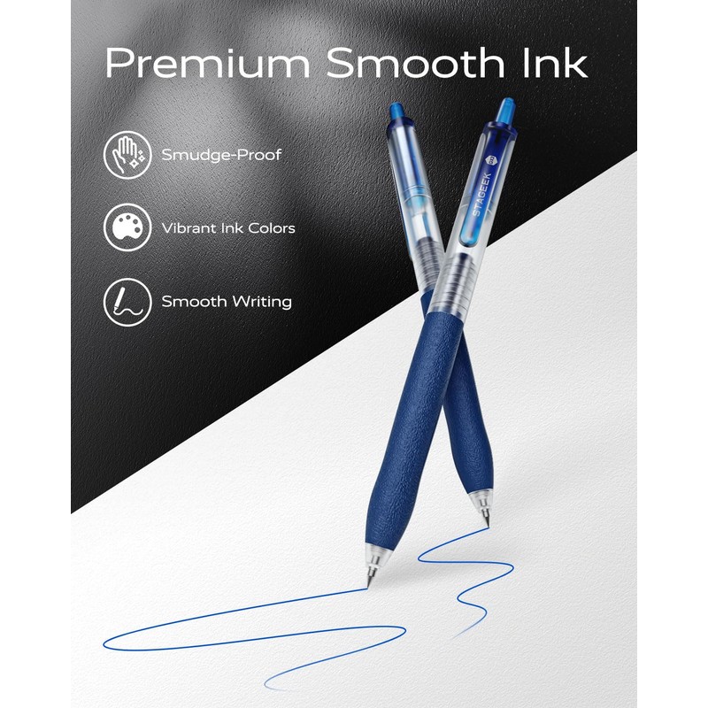 STAGEEK 0.5mm Gel Pens Fine Point Smooth Writing Pens, 12PCS