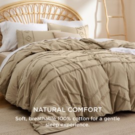 Bedsure Cotton Duvet Cover King Size - Tufted Geometry Duvet Cover Set, 3-Piece Soft and Breathable Boho Bedding Set for All Seasons (Nomad, King, 104"x90")