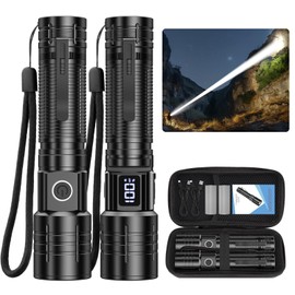 Rechargeable Flashlights High Lumens 20,000LM Super Bright LED Flashlight with Dimmable, Zoomable Beam Tactical Strong Lights, 6Modes Small Powerful Waterproof Flashlight for Camping Emergencies