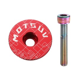 sourcing map 1 1/4" OD Bicycle Headset Stem Top Cap Aluminum Alloy Cycling Headset Cover Stem with Rainbow Color M6 Bolt for Mountain Bicycle Road Bicycle MTB, Red