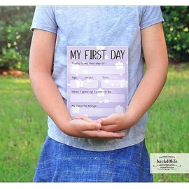 First Day of School Last Day of School Wooden Chalkboard Sign for Kids (First Day) (Lavender Flowers)