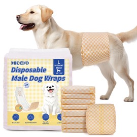 MICOOYO Disposable Male Dog Wraps, Male Dog Diapers Disposable with Wetness Indicator, Puppy Diapers Super Absorbent and Breathable, Large Size 20 Count