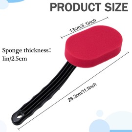 sdoot Tire Shine Applicator, 2 Pack Tire Dressing Applicator Pad, Tire Sponge Applicator Curved Tire Detail Sponge with Handle,Red