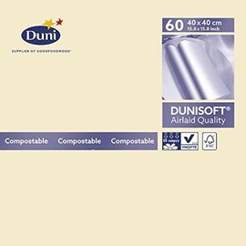 Duni Uni-Colour Cream Dunisoft Napkins, 40 x 40cm, 1/4 Folded