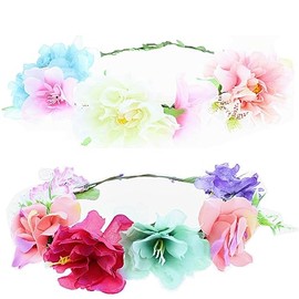 Zac's Alter Ego Set of 2 Assorted Large Flower Hair Garlands Crown Weddings Festivals Fancy Dress