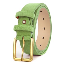Ximraood Women's Fashion Suede Leather Belt with Gold Buckle 1.3" Wide