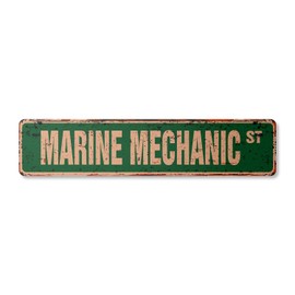 Marine Mechanic Vintage Plastic Street Sign Maritime Vessel Ships Boat Repair | Indoor/Outdoor | 36" Wide