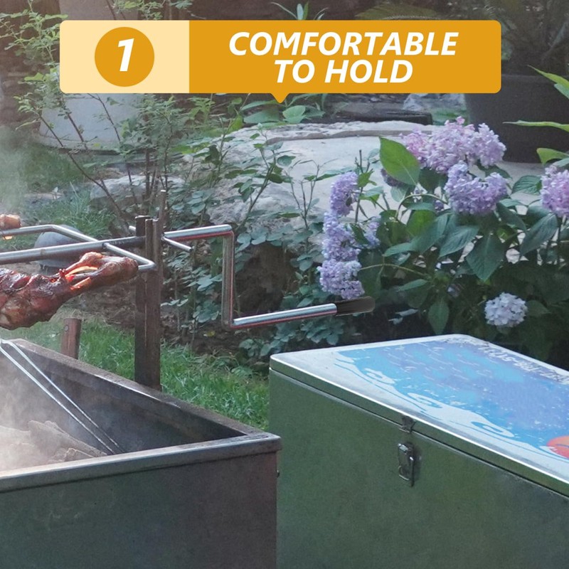 Supvox BBQ Handle Heat Resistant Rotisserie Skewer Handle with Copper