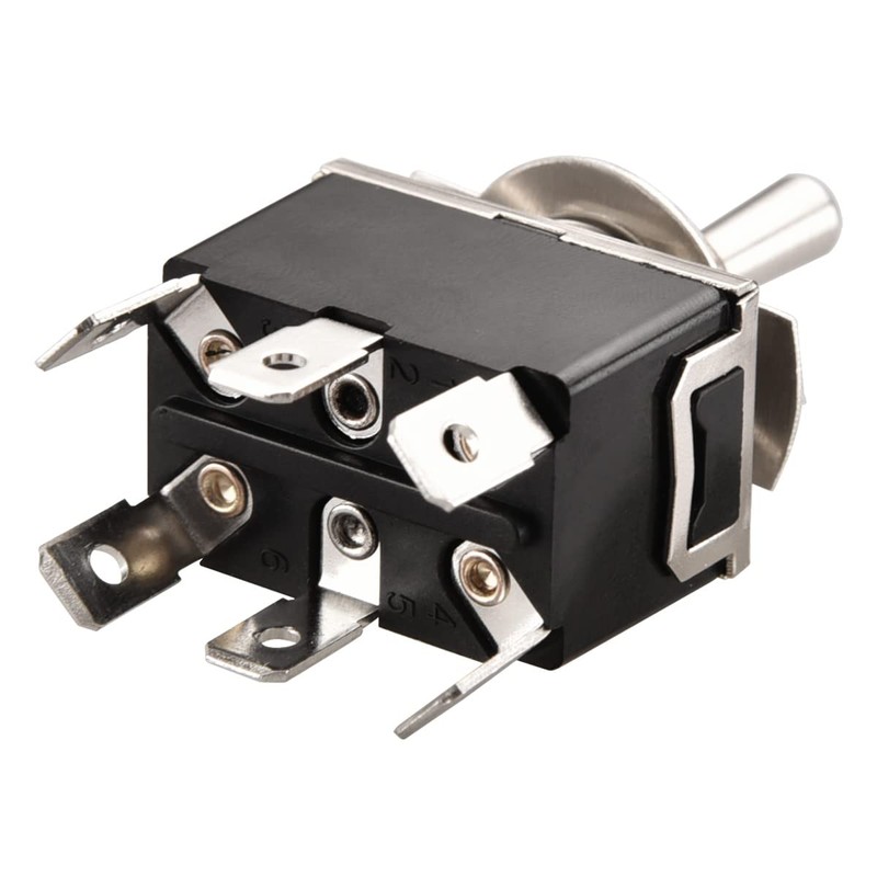 Heschen Metal Toggle Switch, C523A, DPDT, Maintained, ON/Off/ON 3 Position,