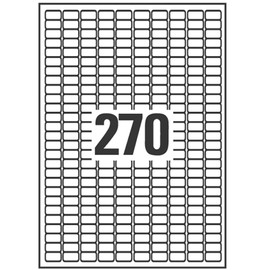 Avery L4730REV-25 Printable, Customisable Removable Labels, 270 Labels per A4 Sheet, White, 17,8 x 10 mm