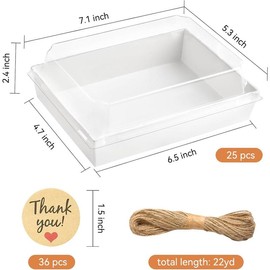 50 Pack Charcuterie Boxes with Clear Lids, 7 x 5 Inches Paper Bakery Boxes Dessert Boxes,   Containers for Cookies,  Strawberries, Sandwiches, Salads (White) - Colour: White-25