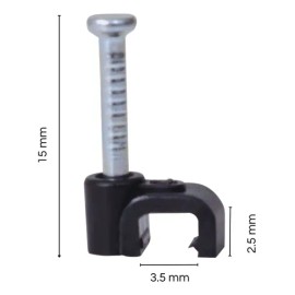 Grapa Para Cable Plano 3.5 X 2.5 Mm Negra 100 Pzas Tuliko                                                                                             