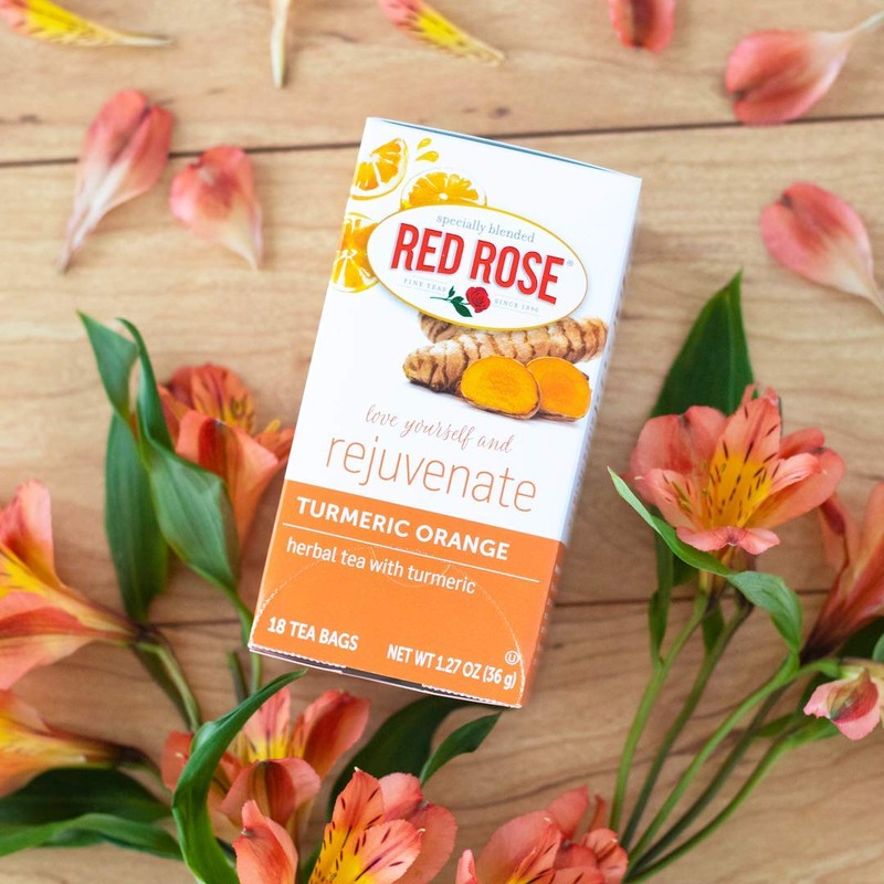 Red Rose Blossoms Turmeric Orange Herbal Tea - 18 Individually