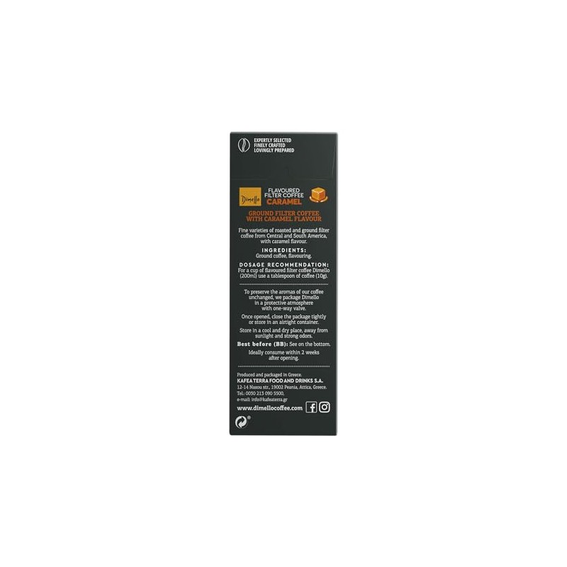 Dimello Caramel Flavoured Ground Coffee, 250g - Exquisite Filter Blend