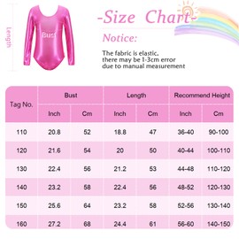 SEAUR Gymnastics Leotard for Girls Long Sleeve Shiny Dancing Athletic Leotards Metallic Gymnastics Bodysuit Kids Dance Practice Clothes 7-8T