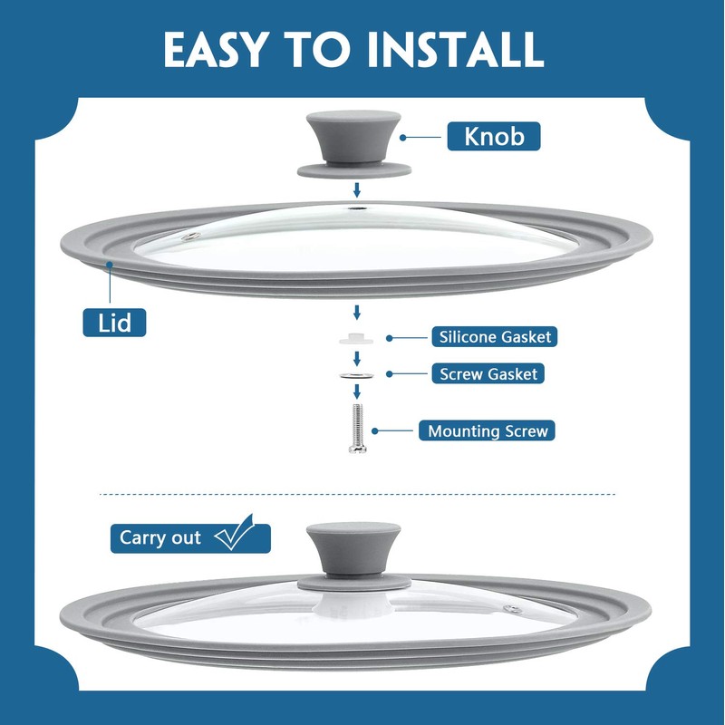TOPULORS Universal Lid for Pots, Pans and Skillets, Tempered Glass