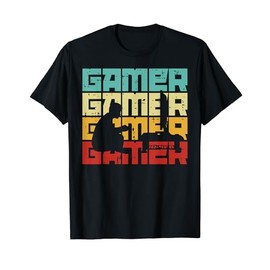 Gamer Silhouette Retro Video Gaming Men Boys Kids Teen Youth T-Shirt