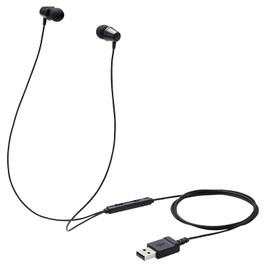 Elecom HS-KD05UBK Earphones, For Children, Low Volume Specifications, USB Connection, Heavy Duty, Mute Switch Included, Black, Width 0.5 x Depth 8.1 x Height 0.5 inches (12.7 x 20.8 x 12.7 mm)