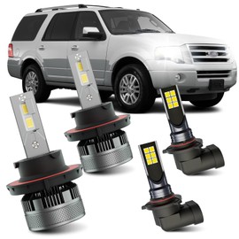 AWALITED Fits for 2007-2014 Ford Expedition High Low Beam Fog Lights Bulbs Combo, 6000K White Plug-and-Play Super Bright Light Bulbs, Pack of 4