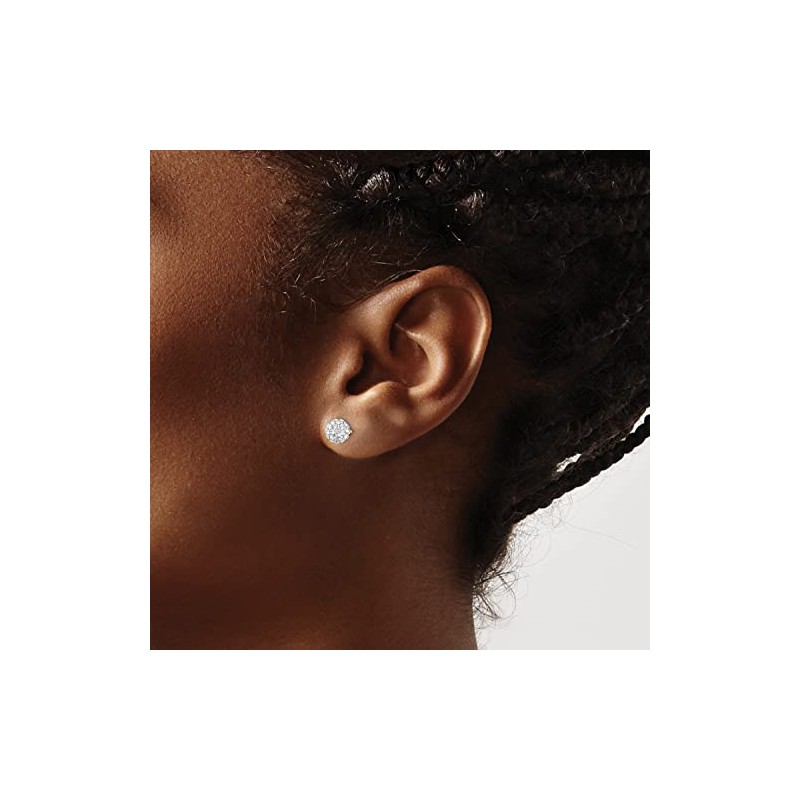 14K Solid Yellow Gold Post 6mm Rhinestone Crystals Ball Stud