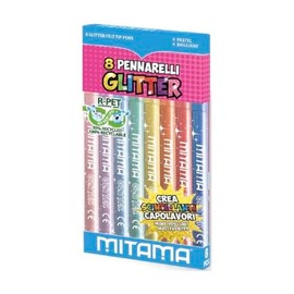 Mitama Triangular Glitter Brush Fine Tip 8 Felt Tip Pens Multicolor Taglia UNICA School Pencil Case