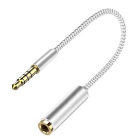 Cellet Gold Plated 3.5mm TRRS Male to Female Audio Adapter for Mobile Credit Card Reader, Square, Headphones, Audio Aux, 6 Inch (White)