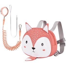 Bebamour Animal Toddler Backpack with Safety Reins, Mini Bag with Safety Leash for Kids, Portable Backpack, Backpack with Safety Harness for Boys and Girls, Orange Squirrel