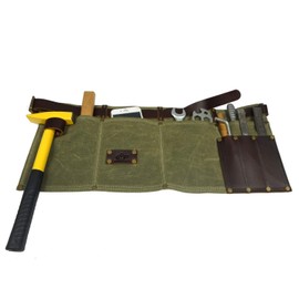 Heavy Duty Tool Apron with Hammer Loop,Waxed Canvas Waist Work Apron, Pocket Workhop Gardening Apron Unisex (Green)