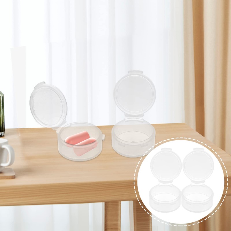 HEALLILY 10pcs Small Pill Case Clear Round Plastic Storage Containers