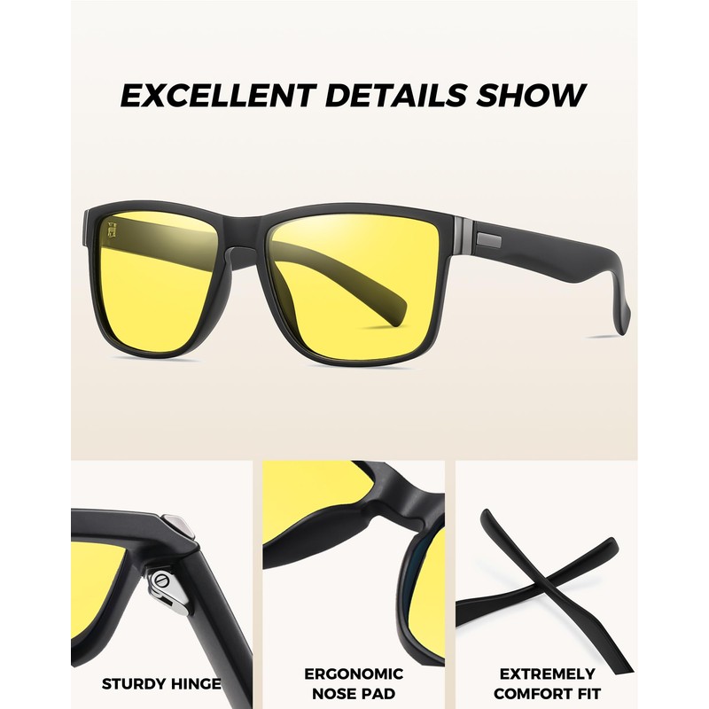 Solvue Polarized Sunglasses for Men Night Vision UV400 Protection TR90