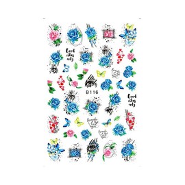 Generic Rose Daisy Heart Love Flower Nail Sticker Geometric Stripes Line Leopard Print B116 Nail Wraps Art Stickers Manicure Supplies for Women for Home Nails Full Long Lasting Easy Apply and Remove