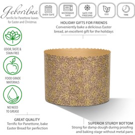 Geborilma Panettone Paper Mold Large - 12 Pack Panettone Mold 500g - 18 oz Ovensafe Paper Forms for Easter Cakes H 3.75 x W 5.25 in - Colomba Paper Mold Panettone Wrapper 9.5x13.5 cm