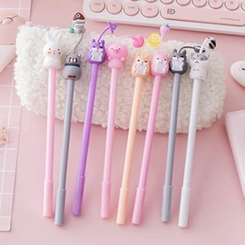 Chinshwehaw Chinshwehaw Cartoon Animal Pens Ink Pens Gel Pen Writing Pens Neutral Pens School Office Supplies Kids Gifts 0.38mm Ball Point Color cat Pens, pink rabbit Pens, white pig Pens 8Pack