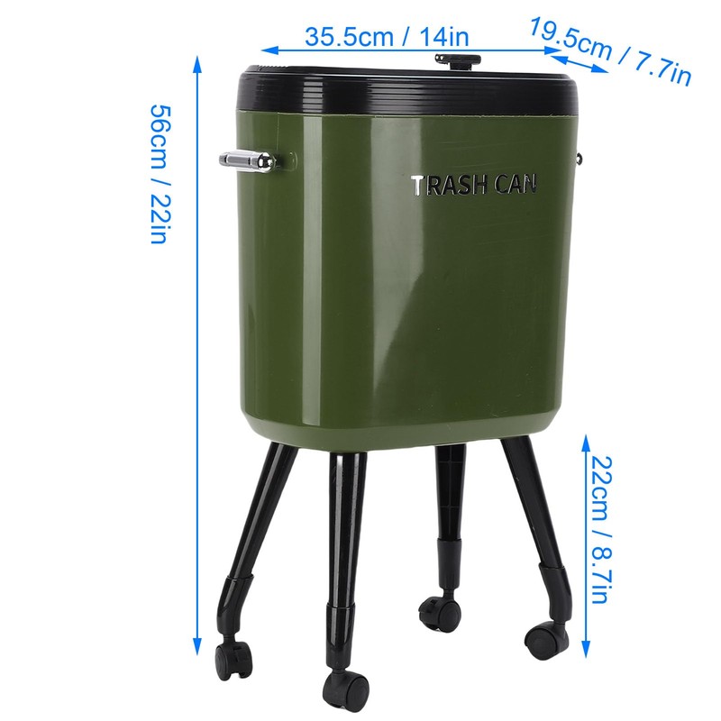 Denash Tall Trash Can with Wheels, 15L Large Capacity Narrow