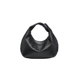 SOLY HUX Women's Vintage Leather Top Handle Hobo Bags Knot Elegant Underarm Handbags Mini Clutch Purses Black One Size