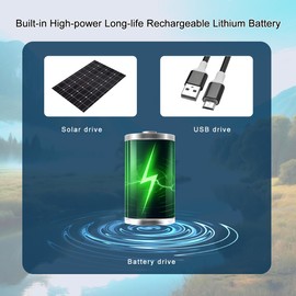 Solar-Powered Fan Wide Brim Sun Hat with Neck Protection, Outdoor Bucket Hat for Hiking, Camping(US, Alpha, One Size, Large, Black)