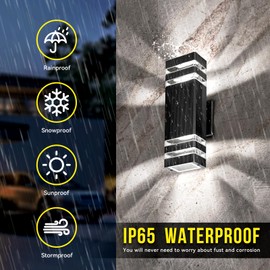 MZLITI Up and Down Outdoor Wall Light, IP65 Waterproof LED Wall Sconce with 80% Energy Saving, Modern Exterior Lighting for Home