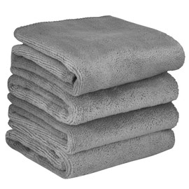 BW&HM Microfibre Face Cloths Makeup Remover Cloth Super Soft 30cm x 30cm (4 pack, grey)