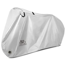 PYKES PEAK Bicycle Cover, Cycle Cover, Anti-Theft, Waterproof, Dustproof, Thick, Rain Protection, Lockhole/Storage Bag Included, UV Protection, Compatible with Child Seats [Normal/Silver]