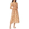Moon River Women's Ruffle Smocked Shirred midi Dress, Brown Multi,