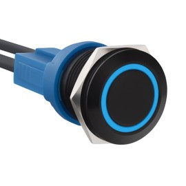 Ordentlich LED Latching Aluminum Push Button Switch 12-24V DC 20A 1NO On Off with Wire Socket (1, Blue, 19mm)