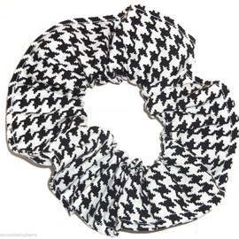 Houndstooth Print Fabric Hair Scrunchies Set of 3 Ponytail Holders Black Orange Purple made by Scrunchies by Sherry