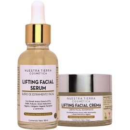 Nuestra Tierra Cosmetica Kit Lifting Facial, Suero Reafirmante, Crema Facial, 35ml + 60g
