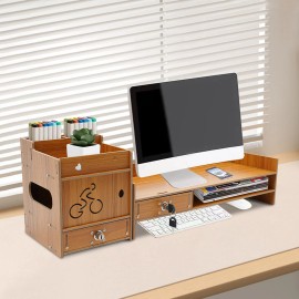 TBvechi Minimalism Classy Monitor Stand Riser Wood Color Computer Monitor Riser Stand